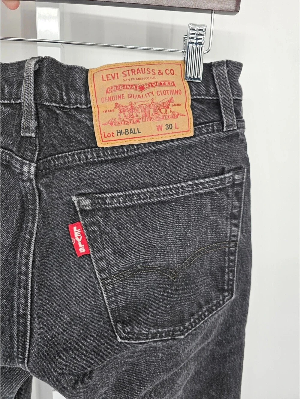 LEVI'S Hi-Ball Premium Jeans Men's W30 Slim Fit Whiskers Faded Black Vtg